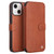iPhone 13 QIALINO Magnetic Buckle Phone Leather Case with Card Slot - Brown