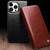 iPhone 15 Plus QIALINO Classic Genuine Leather Phone Case - Brown
