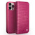 iPhone 15 Pro QIALINO Little Crocodile Texture Genuine Leather Phone Case - Rose Red