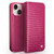 iPhone 15 QIALINO Little Crocodile Texture Genuine Leather Phone Case - Rose Red