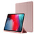 Skin Feel Pen Holder Tri-fold Tablet Leather Case iPad Pro 12.9 2022 / 2021 / 2020 / 2018 - Pink