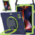 iPad Pro 12.9 2022 / 2021 Silicone + PC Protective Tablet Case with Holder & Shoulder Strap - Navy Blue + Lime