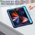 iPad Pro 12.9 2022 / 2021 3-Layer Protection Screen Frame + PC + Silicone Shockproof Combination Tablet Case with Holder - NavyBlue+Blue