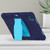 iPad Pro 12.9 2022 / 2021 3-Layer Protection Screen Frame + PC + Silicone Shockproof Combination Tablet Case with Holder - NavyBlue+Blue