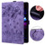 iPad Pro 12.9 2022 / 2021 Cartoon Sakura Cat Embossed Smart Leather Tablet Case - Purple