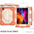 iPad Pro 11 2022 / 2021 / 2020 / 2018 / Air 2020 10.9 Contrast Color Robot Shockproof Silicone PC Tablet Case with Holder & Shoulder Strap - Coral Orange Beige