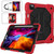 iPad Pro 11 2022 / 2021 / 2020 / 2018 / Air 2020 10.9 Contrast Color Robot Shockproof Silicone PC Tablet Case with Holder & Shoulder Strap - Red Black