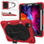 iPad Pro 11 2022 / 2021 / 2020 / 2018 / Air 2020 10.9 Contrast Color Robot Shockproof Silicone PC Tablet Case with Holder & Shoulder Strap - Red Black