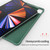 iPad Pro 11 2022 / 2021 / 2020 3-folding Horizontal Flip PU Leather + TPU Aitbag Shockproof Half Paste Tablet Case with Holder & Pen Slot & Sleep / Wake-up Function - Deep Green