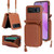 Motorola Razr 2023 Long and Short Lanyard Zipper Card Slot Foldable Phone Case - Brown