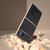Motorola Razr 2023 Nano Electroplating Dual Color Lichi Texture PU Phone Case - Black