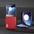 Motorola Razr+ 2023 ABEEL Wood Texture PU Phone Case - Red