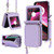 Motorola Razr+ 2023 Long and Short Lanyard Zipper Card Slot Foldable Phone Case - Purple