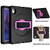 iPad 10th Gen 10.9 2022 360 Rotation Stand EVA Hard PC Tablet Case with Strap - Black+Rose