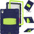 iPad 10th Gen 10.9 2022 3-Layer Protection Screen Frame + PC + Silicone Tablet Case - Navy Blue+Lime