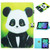 iPad 10th Gen 10.9 2022 Coloured Drawing Stitching Smart Leather Tablet Case - Panda