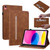iPad 10th Gen 10.9 2022 Skin Feel Solid Color Zipper Leather Tablet Case - Brown