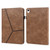 iPad 10th Gen 10.9 2022 Solid Color Embossed Striped Leather Tablet Case - Brown