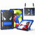 iPad 10th Gen 10.9 2022 Spider Texture Silicone Hybrid PC Tablet Case with Shoulder Strap - Black + Blue