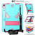 iPad 10th Gen 10.9 2022 Spider Texture Silicone Hybrid PC Tablet Case with Shoulder Strap - Mint Green + Rose Red