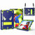iPad 10th Gen 10.9 2022 Spider Texture Silicone Hybrid PC Tablet Case with Shoulder Strap - Navy Blue + Yellow Green