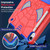 iPad 10th Gen 10.9 2022 Spider Texture Silicone Hybrid PC Tablet Case with Shoulder Strap - Red + Blue