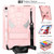 iPad 10th Gen 10.9 2022 Spider Texture Silicone Hybrid PC Tablet Case with Shoulder Strap - Rose Gold