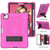 Contrast Color Robot Shockproof Silicone + PC Protective Case with Holder iPad Air 2022 / 2020 10.9 inch - Rose Red Black