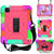 iPad Air 2022 / 2020 10.9 / Air 2022 Shockproof PC + Silicone Combination Case with Holder & Hand Strap & Shoulder Strap - Colorful + Rose Red