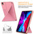 iPad Air 2022 / 2020 10.9 / Pro 11 - 2018 Cloth Texture Multi-folding Horizontal Flip PU Leather Shockproof Case with Holder & Sleep / Wake-up Function - Pink