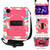 iPad Air 2022 / 2020 10.9 360 Degree Rotation PC + Silicone Shockproof Combination Case with Holder & Hand Grip Strap & Neck Strap & Pen Slot Holder - Colorful+Hot Pink