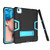 iPad Air 2022 / 2020 10.9 Contrast Color Robot Shockproof Silicon + PC Protective Case with Holder & Pen Slot - Black + Blue