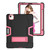 iPad Air 2022 / 2020 10.9 Contrast Color Robot Shockproof Silicon + PC Protective Case with Holder & Pen Slot - Black + Rose Red