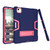 iPad Air 2022 / 2020 10.9 Contrast Color Robot Shockproof Silicon + PC Protective Case with Holder & Pen Slot - Navy Blue + Rose Red