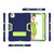 iPad Air 2022 / 2020 10.9 Contrast Color Robot Shockproof Silicon + PC Protective Case with Holder & Pen Slot - Navy Blue + Yellow-green