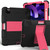 iPad Air 2022 / 2020 10.9 Shockproof Two-Color Silicone Protective Case with Holder - Black + Rose Red