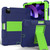 iPad Air 2022 / 2020 10.9 Shockproof Two-Color Silicone Protective Case with Holder - Navy Blue + Green