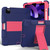 iPad Air 2022 / 2020 10.9 Shockproof Two-Color Silicone Protective Case with Holder - Navy Blue + Rose Red