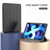iPad Air 2022 / 2020 10.9 Three-folding Surface PU Leather TPU Matte Soft Bottom Case with Holder & Sleep / Wake-up Function - Dark blue