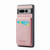 Google Pixel 7 Fierre Shann Crazy Horse Card Holder Back Cover PU Phone Case - Pink
