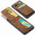 Google Pixel 7a Fierre Shann Crazy Horse Card Holder Back Cover PU Phone Case - Brown