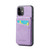 iPhone 11 Fierre Shann Crazy Horse Card Holder Back Cover PU Phone Case - Purple