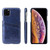 iPhone 11 Pro Max Fierre Shann Retro Oil Wax Texture PU Leather Case with Card Slots  - Blue