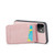 iPhone 12 / 12 Pro Fierre Shann Crazy Horse Card Holder Back Cover PU Phone Case - Pink