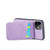 iPhone 12 / 12 Pro Fierre Shann Crazy Horse Card Holder Back Cover PU Phone Case - Purple