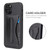 iPhone 12 / 12 Pro Fierre Shann Full Coverage Protective Leather Case with Holder & Card Slot - Black