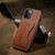 iPhone 12 / 12 Pro Fierre Shann Full Coverage Protective Leather Case with Holder & Card Slot - Brown