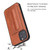 iPhone 12 / 12 Pro Fierre Shann Full Coverage Protective Leather Case with Holder & Card Slot - Brown