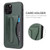 iPhone 12 / 12 Pro Fierre Shann Full Coverage Protective Leather Case with Holder & Card Slot - Green