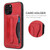 iPhone 12 / 12 Pro Fierre Shann Full Coverage Protective Leather Case with Holder & Card Slot - Red